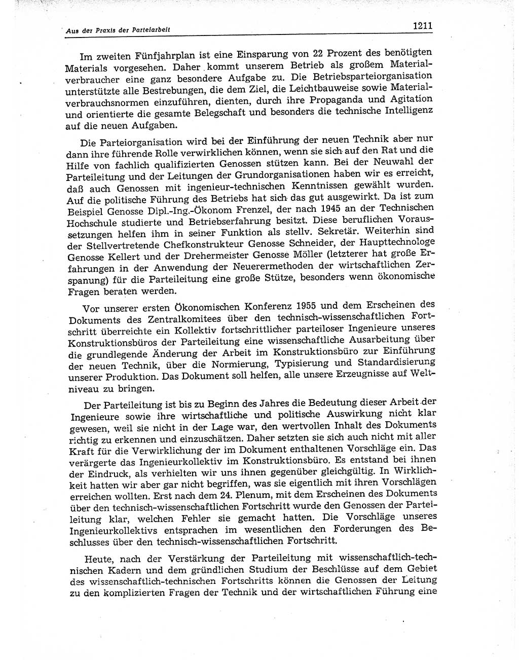 Neuer Weg (NW), Organ des Zentralkomitees (ZK) der SED (Sozialistische Einheitspartei Deutschlands) für Fragen des Parteiaufbaus und des Parteilebens, 11. Jahrgang [Deutsche Demokratische Republik (DDR)] 1956, Seite 1211 (NW ZK SED DDR 1956, S. 1211)