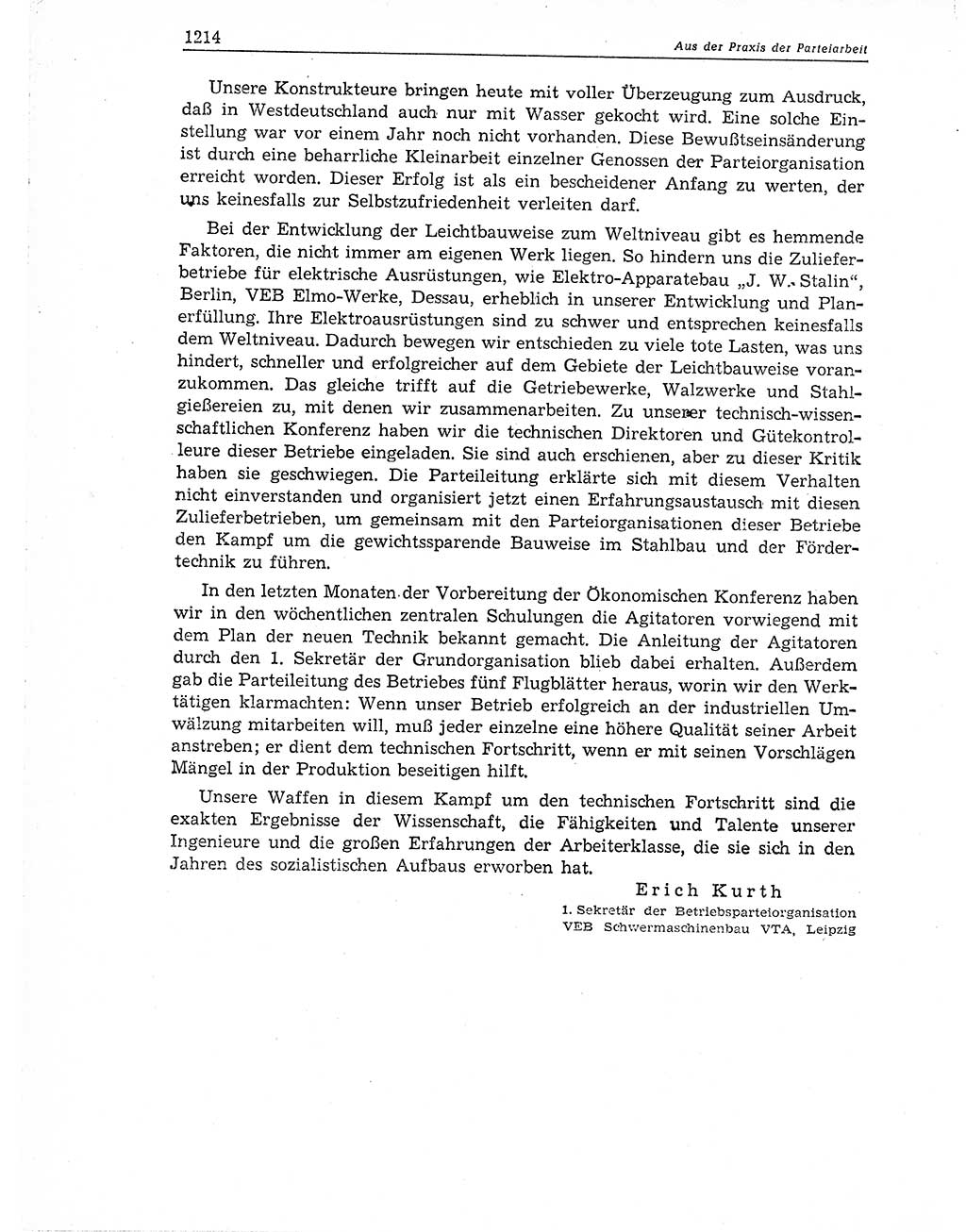 Neuer Weg (NW), Organ des Zentralkomitees (ZK) der SED (Sozialistische Einheitspartei Deutschlands) für Fragen des Parteiaufbaus und des Parteilebens, 11. Jahrgang [Deutsche Demokratische Republik (DDR)] 1956, Seite 1214 (NW ZK SED DDR 1956, S. 1214)