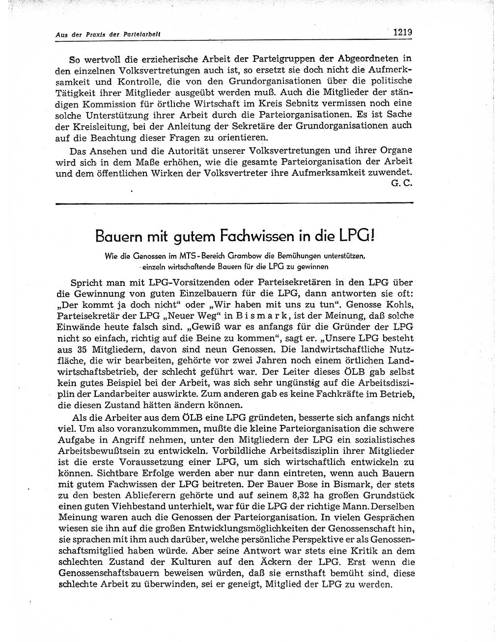 Neuer Weg (NW), Organ des Zentralkomitees (ZK) der SED (Sozialistische Einheitspartei Deutschlands) für Fragen des Parteiaufbaus und des Parteilebens, 11. Jahrgang [Deutsche Demokratische Republik (DDR)] 1956, Seite 1219 (NW ZK SED DDR 1956, S. 1219)