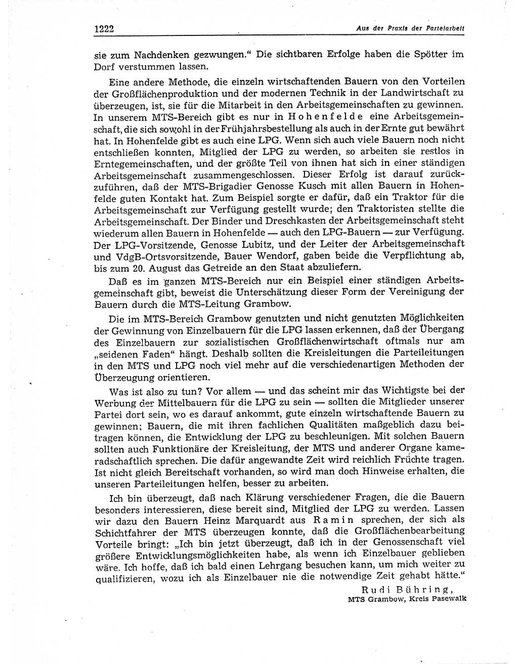 Neuer Weg (NW), Organ des Zentralkomitees (ZK) der SED (Sozialistische Einheitspartei Deutschlands) für Fragen des Parteiaufbaus und des Parteilebens, 11. Jahrgang [Deutsche Demokratische Republik (DDR)] 1956, Seite 1222 (NW ZK SED DDR 1956, S. 1222)