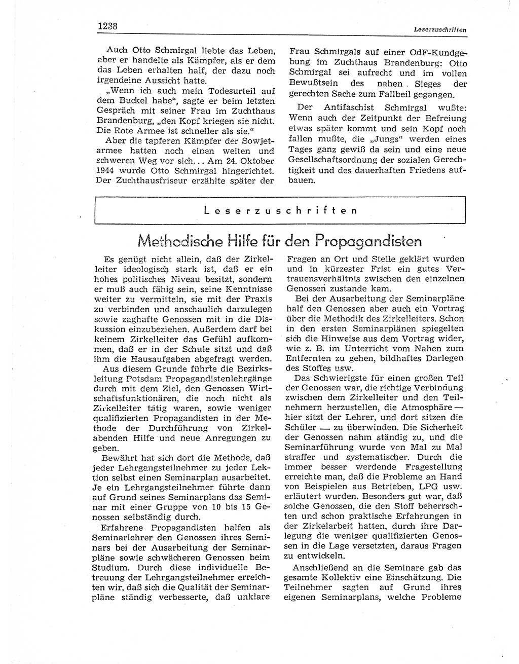 Neuer Weg (NW), Organ des Zentralkomitees (ZK) der SED (Sozialistische Einheitspartei Deutschlands) für Fragen des Parteiaufbaus und des Parteilebens, 11. Jahrgang [Deutsche Demokratische Republik (DDR)] 1956, Seite 1238 (NW ZK SED DDR 1956, S. 1238)