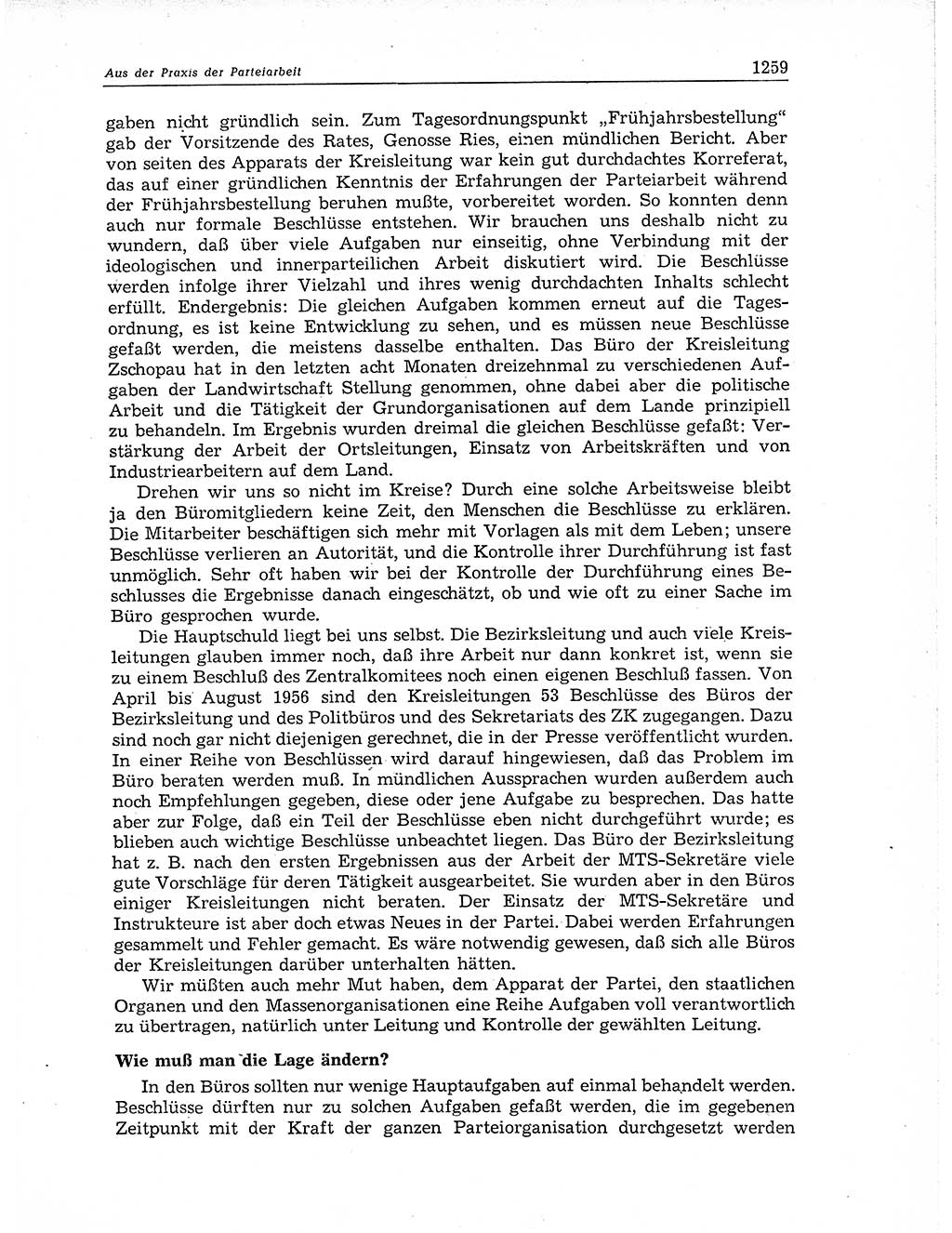 Neuer Weg (NW), Organ des Zentralkomitees (ZK) der SED (Sozialistische Einheitspartei Deutschlands) für Fragen des Parteiaufbaus und des Parteilebens, 11. Jahrgang [Deutsche Demokratische Republik (DDR)] 1956, Seite 1259 (NW ZK SED DDR 1956, S. 1259)