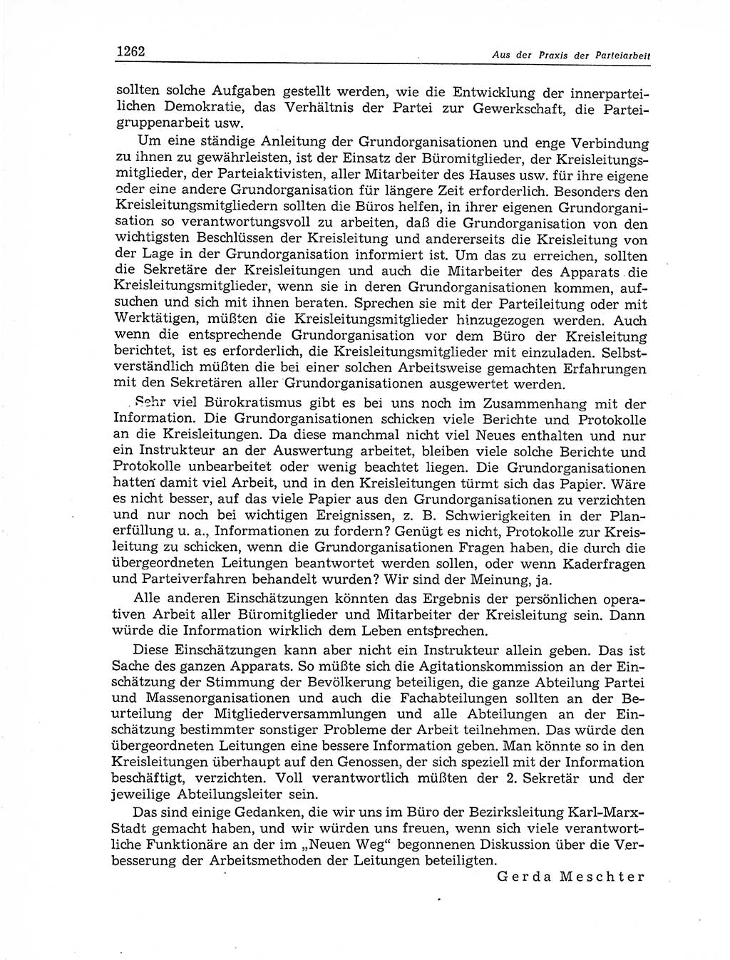 Neuer Weg (NW), Organ des Zentralkomitees (ZK) der SED (Sozialistische Einheitspartei Deutschlands) für Fragen des Parteiaufbaus und des Parteilebens, 11. Jahrgang [Deutsche Demokratische Republik (DDR)] 1956, Seite 1262 (NW ZK SED DDR 1956, S. 1262)