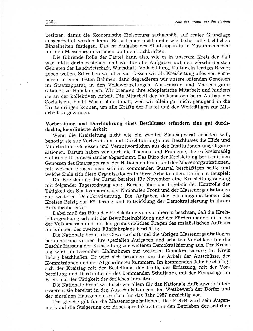 Neuer Weg (NW), Organ des Zentralkomitees (ZK) der SED (Sozialistische Einheitspartei Deutschlands) für Fragen des Parteiaufbaus und des Parteilebens, 11. Jahrgang [Deutsche Demokratische Republik (DDR)] 1956, Seite 1264 (NW ZK SED DDR 1956, S. 1264)