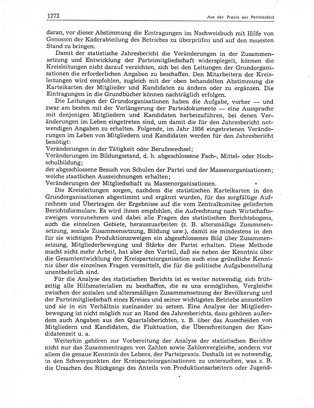 Neuer Weg (NW), Organ des Zentralkomitees (ZK) der SED (Sozialistische Einheitspartei Deutschlands) für Fragen des Parteiaufbaus und des Parteilebens, 11. Jahrgang [Deutsche Demokratische Republik (DDR)] 1956, Seite 1272 (NW ZK SED DDR 1956, S. 1272)