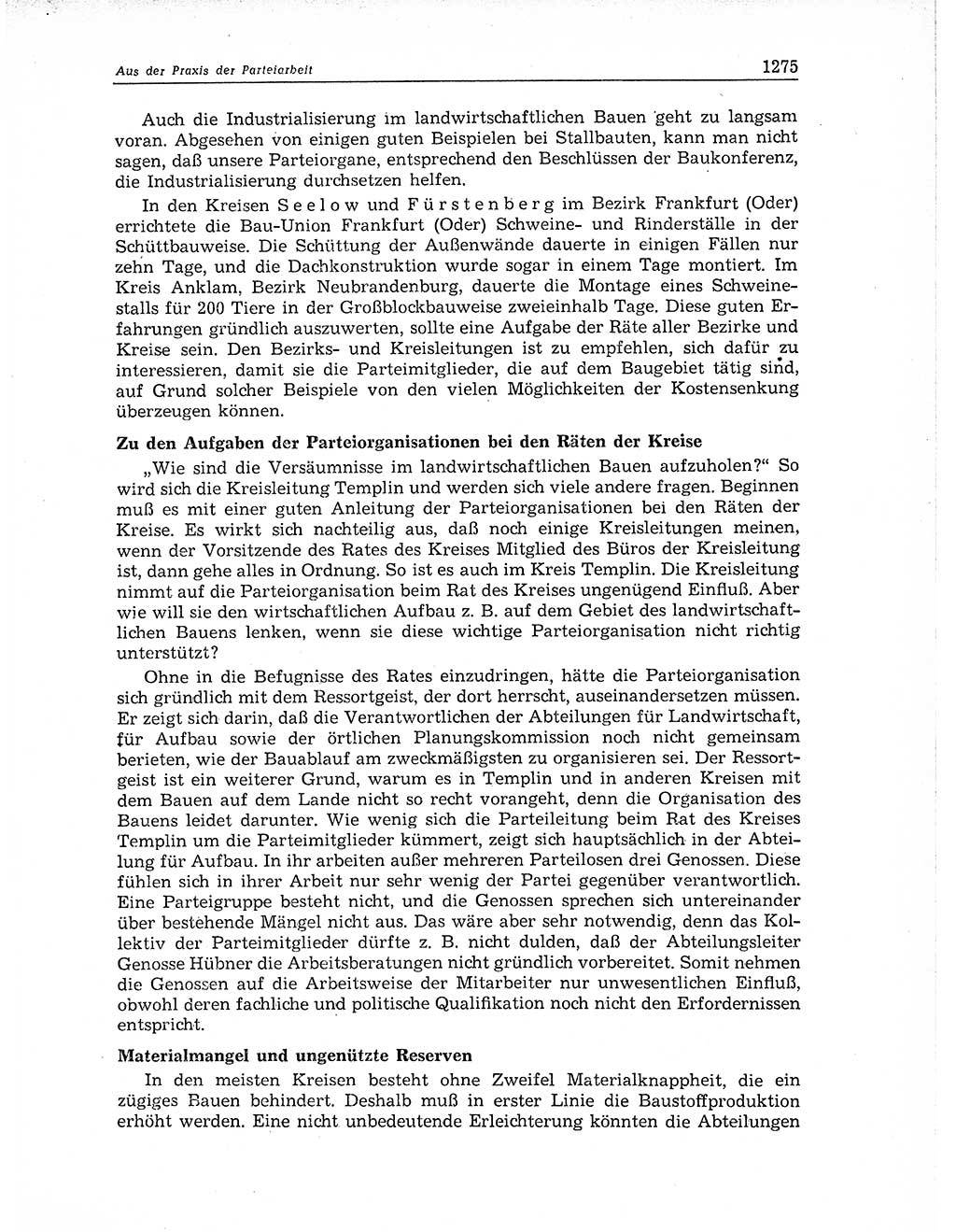 Neuer Weg (NW), Organ des Zentralkomitees (ZK) der SED (Sozialistische Einheitspartei Deutschlands) für Fragen des Parteiaufbaus und des Parteilebens, 11. Jahrgang [Deutsche Demokratische Republik (DDR)] 1956, Seite 1275 (NW ZK SED DDR 1956, S. 1275)