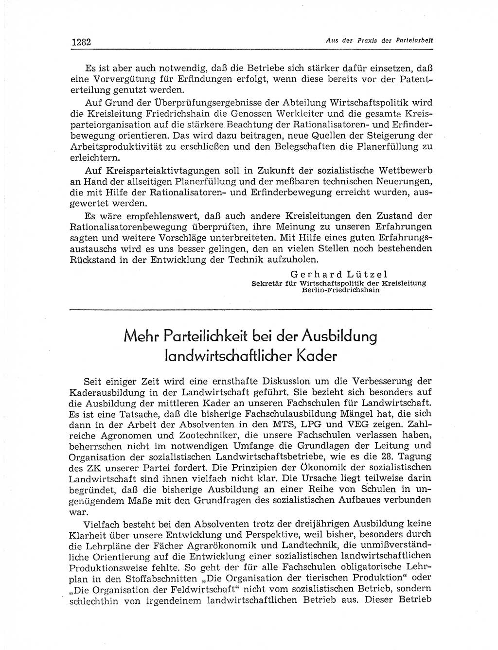 Neuer Weg (NW), Organ des Zentralkomitees (ZK) der SED (Sozialistische Einheitspartei Deutschlands) für Fragen des Parteiaufbaus und des Parteilebens, 11. Jahrgang [Deutsche Demokratische Republik (DDR)] 1956, Seite 1282 (NW ZK SED DDR 1956, S. 1282)