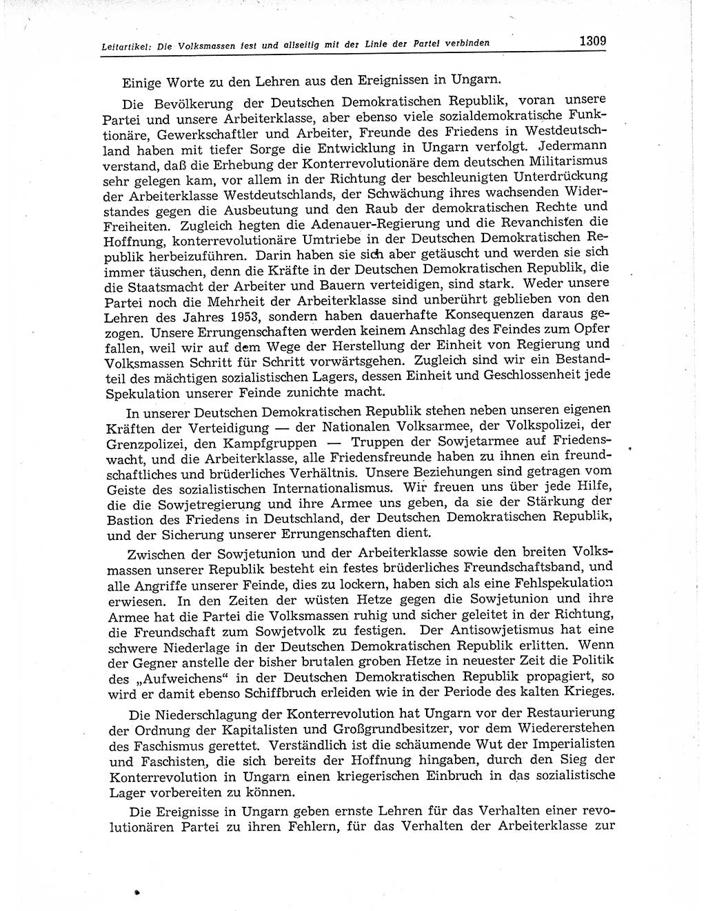 Neuer Weg (NW), Organ des Zentralkomitees (ZK) der SED (Sozialistische Einheitspartei Deutschlands) fÃ¼r Fragen des Parteiaufbaus und des Parteilebens, 11. Jahrgang [Deutsche Demokratische Republik (DDR)] 1956, Seite 1309 (NW ZK SED DDR 1956, S. 1309)