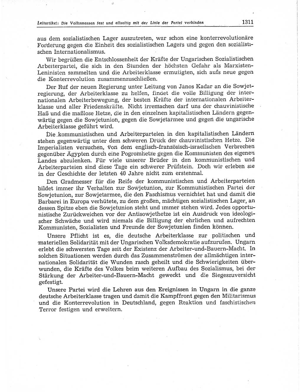 Neuer Weg (NW), Organ des Zentralkomitees (ZK) der SED (Sozialistische Einheitspartei Deutschlands) für Fragen des Parteiaufbaus und des Parteilebens, 11. Jahrgang [Deutsche Demokratische Republik (DDR)] 1956, Seite 1311 (NW ZK SED DDR 1956, S. 1311)
