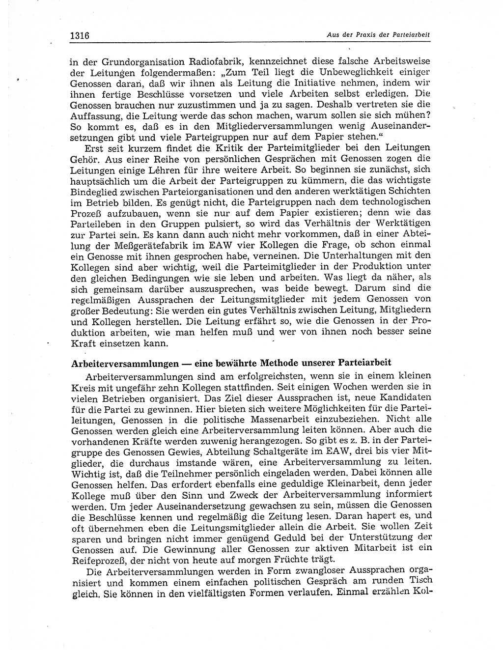 Neuer Weg (NW), Organ des Zentralkomitees (ZK) der SED (Sozialistische Einheitspartei Deutschlands) für Fragen des Parteiaufbaus und des Parteilebens, 11. Jahrgang [Deutsche Demokratische Republik (DDR)] 1956, Seite 1316 (NW ZK SED DDR 1956, S. 1316)