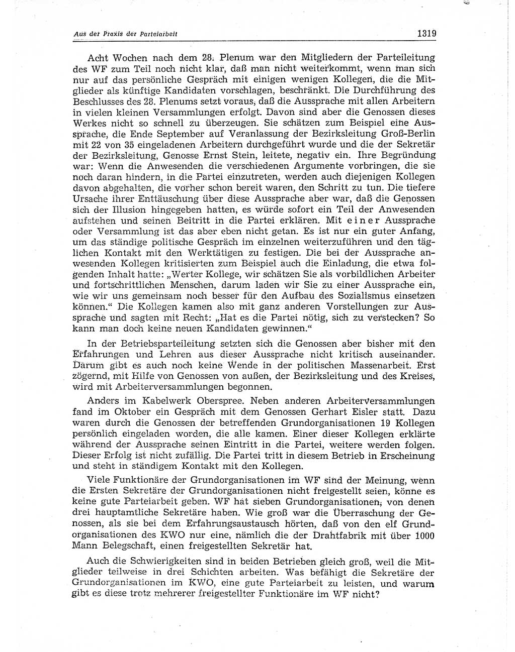 Neuer Weg (NW), Organ des Zentralkomitees (ZK) der SED (Sozialistische Einheitspartei Deutschlands) für Fragen des Parteiaufbaus und des Parteilebens, 11. Jahrgang [Deutsche Demokratische Republik (DDR)] 1956, Seite 1319 (NW ZK SED DDR 1956, S. 1319)