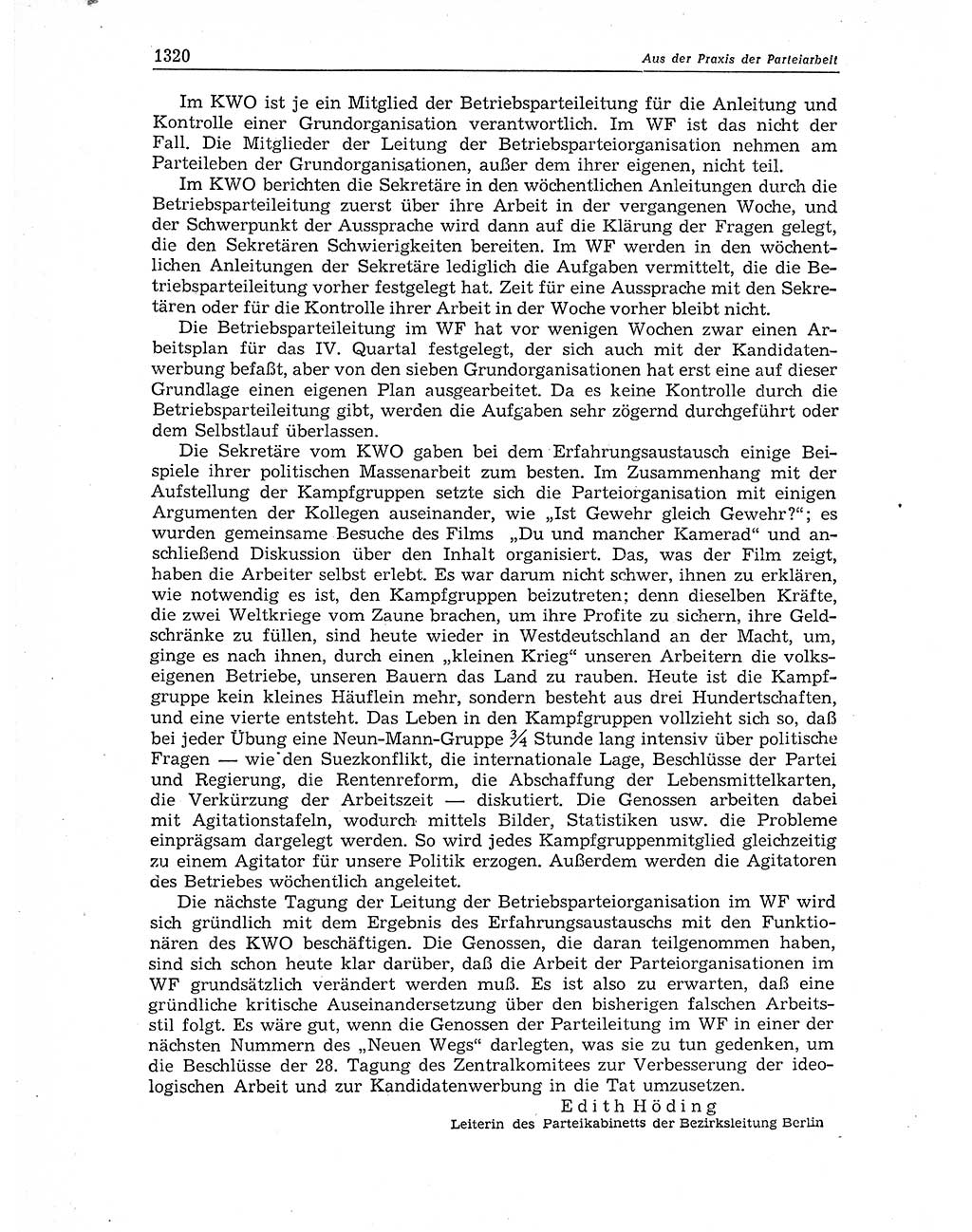 Neuer Weg (NW), Organ des Zentralkomitees (ZK) der SED (Sozialistische Einheitspartei Deutschlands) für Fragen des Parteiaufbaus und des Parteilebens, 11. Jahrgang [Deutsche Demokratische Republik (DDR)] 1956, Seite 1320 (NW ZK SED DDR 1956, S. 1320)