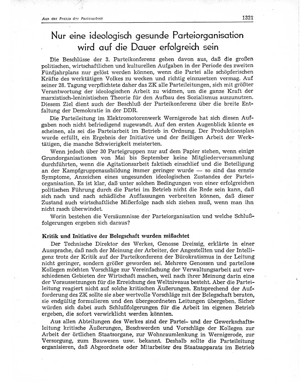 Neuer Weg (NW), Organ des Zentralkomitees (ZK) der SED (Sozialistische Einheitspartei Deutschlands) für Fragen des Parteiaufbaus und des Parteilebens, 11. Jahrgang [Deutsche Demokratische Republik (DDR)] 1956, Seite 1321 (NW ZK SED DDR 1956, S. 1321)