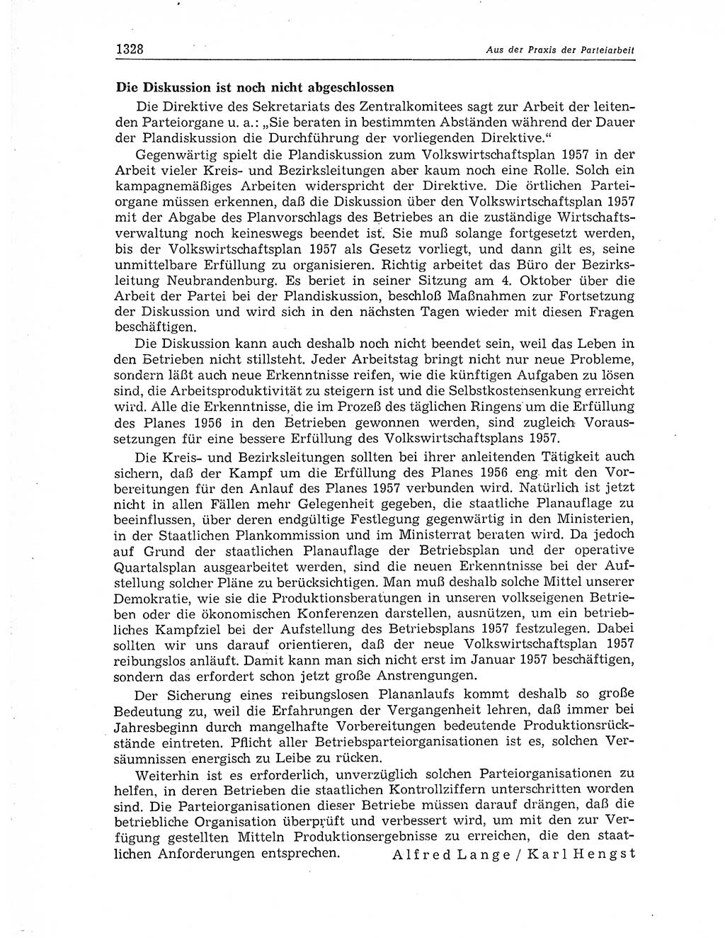Neuer Weg (NW), Organ des Zentralkomitees (ZK) der SED (Sozialistische Einheitspartei Deutschlands) für Fragen des Parteiaufbaus und des Parteilebens, 11. Jahrgang [Deutsche Demokratische Republik (DDR)] 1956, Seite 1328 (NW ZK SED DDR 1956, S. 1328)