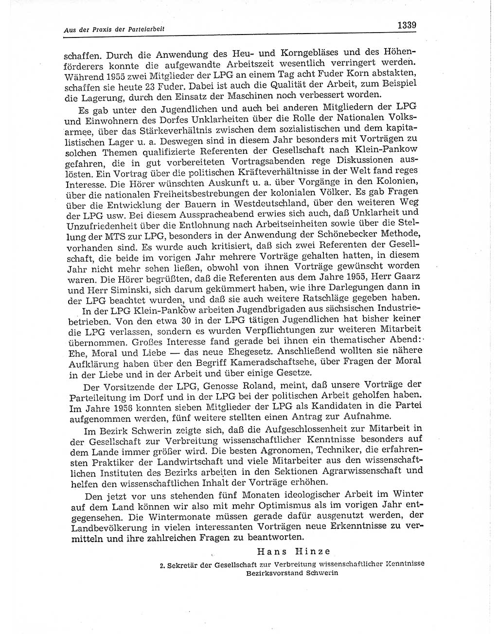 Neuer Weg (NW), Organ des Zentralkomitees (ZK) der SED (Sozialistische Einheitspartei Deutschlands) für Fragen des Parteiaufbaus und des Parteilebens, 11. Jahrgang [Deutsche Demokratische Republik (DDR)] 1956, Seite 1339 (NW ZK SED DDR 1956, S. 1339)