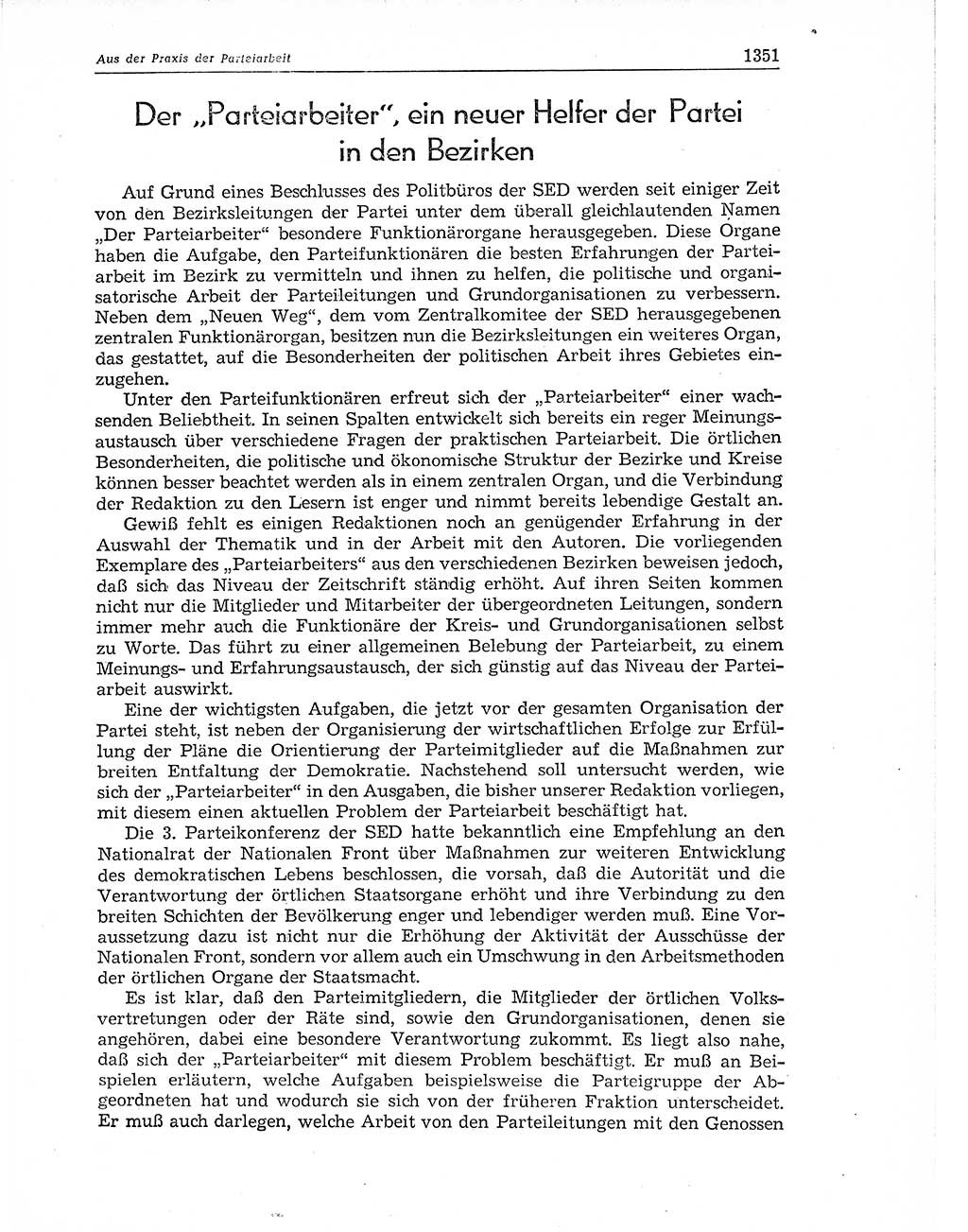 Neuer Weg (NW), Organ des Zentralkomitees (ZK) der SED (Sozialistische Einheitspartei Deutschlands) für Fragen des Parteiaufbaus und des Parteilebens, 11. Jahrgang [Deutsche Demokratische Republik (DDR)] 1956, Seite 1351 (NW ZK SED DDR 1956, S. 1351)