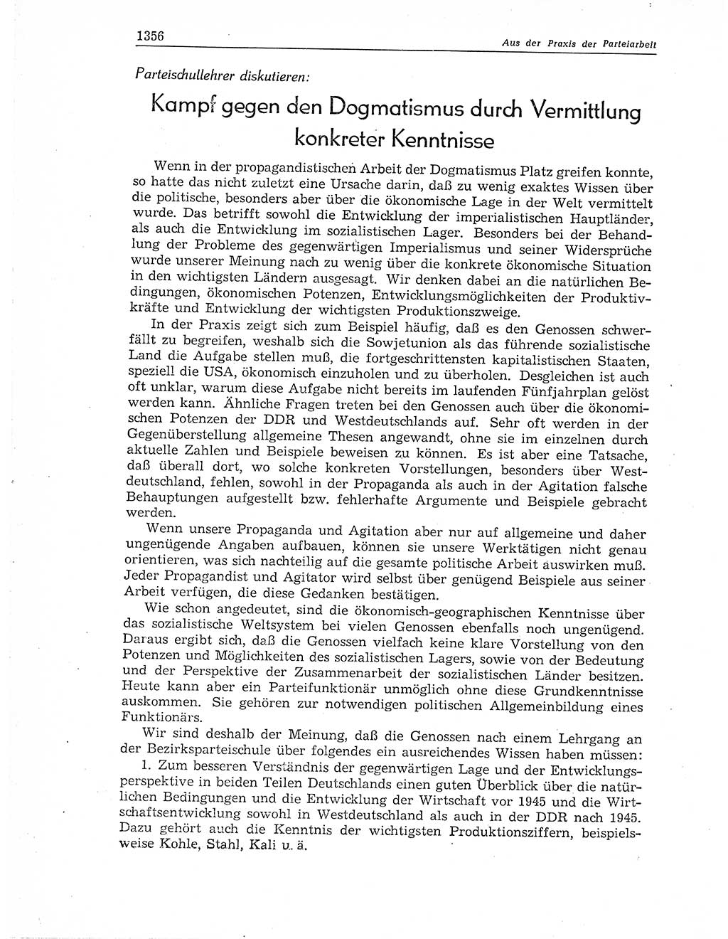 Neuer Weg (NW), Organ des Zentralkomitees (ZK) der SED (Sozialistische Einheitspartei Deutschlands) für Fragen des Parteiaufbaus und des Parteilebens, 11. Jahrgang [Deutsche Demokratische Republik (DDR)] 1956, Seite 1356 (NW ZK SED DDR 1956, S. 1356)