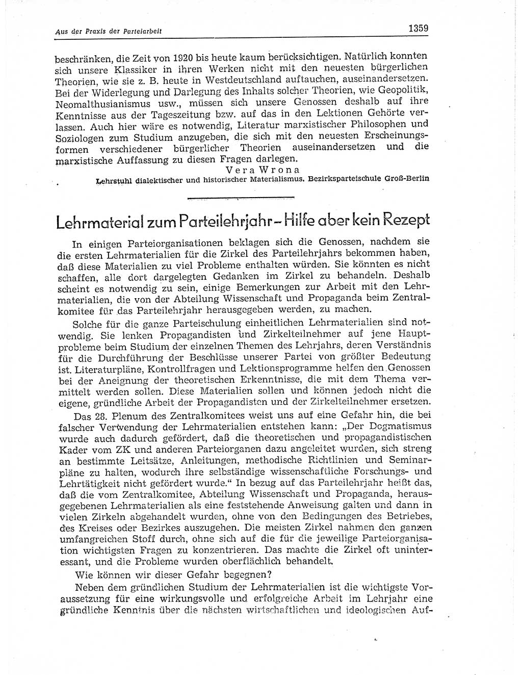 Neuer Weg (NW), Organ des Zentralkomitees (ZK) der SED (Sozialistische Einheitspartei Deutschlands) für Fragen des Parteiaufbaus und des Parteilebens, 11. Jahrgang [Deutsche Demokratische Republik (DDR)] 1956, Seite 1359 (NW ZK SED DDR 1956, S. 1359)