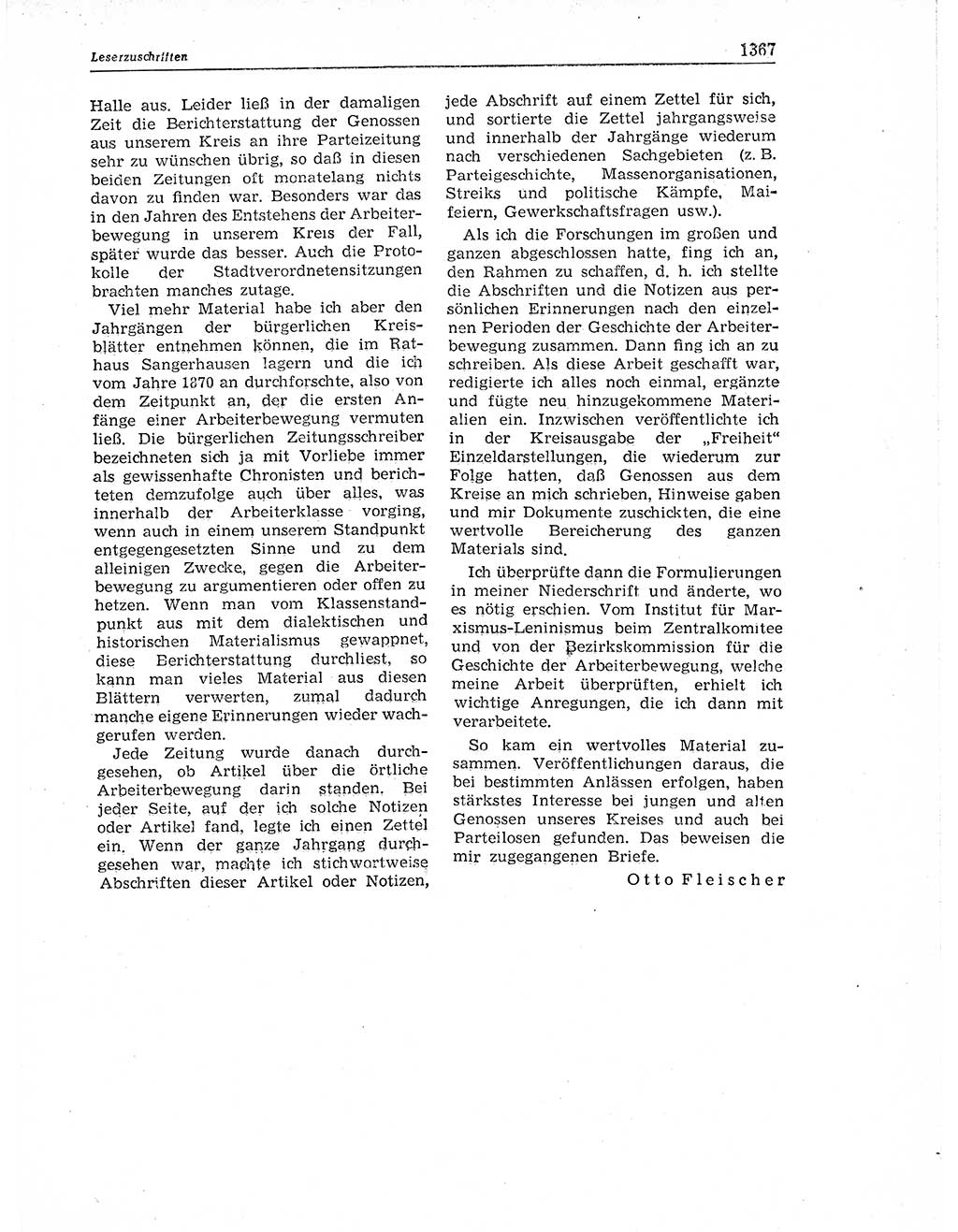Neuer Weg (NW), Organ des Zentralkomitees (ZK) der SED (Sozialistische Einheitspartei Deutschlands) für Fragen des Parteiaufbaus und des Parteilebens, 11. Jahrgang [Deutsche Demokratische Republik (DDR)] 1956, Seite 1367 (NW ZK SED DDR 1956, S. 1367)