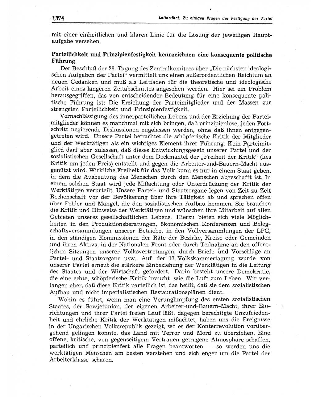 Neuer Weg (NW), Organ des Zentralkomitees (ZK) der SED (Sozialistische Einheitspartei Deutschlands) für Fragen des Parteiaufbaus und des Parteilebens, 11. Jahrgang [Deutsche Demokratische Republik (DDR)] 1956, Seite 1374 (NW ZK SED DDR 1956, S. 1374)