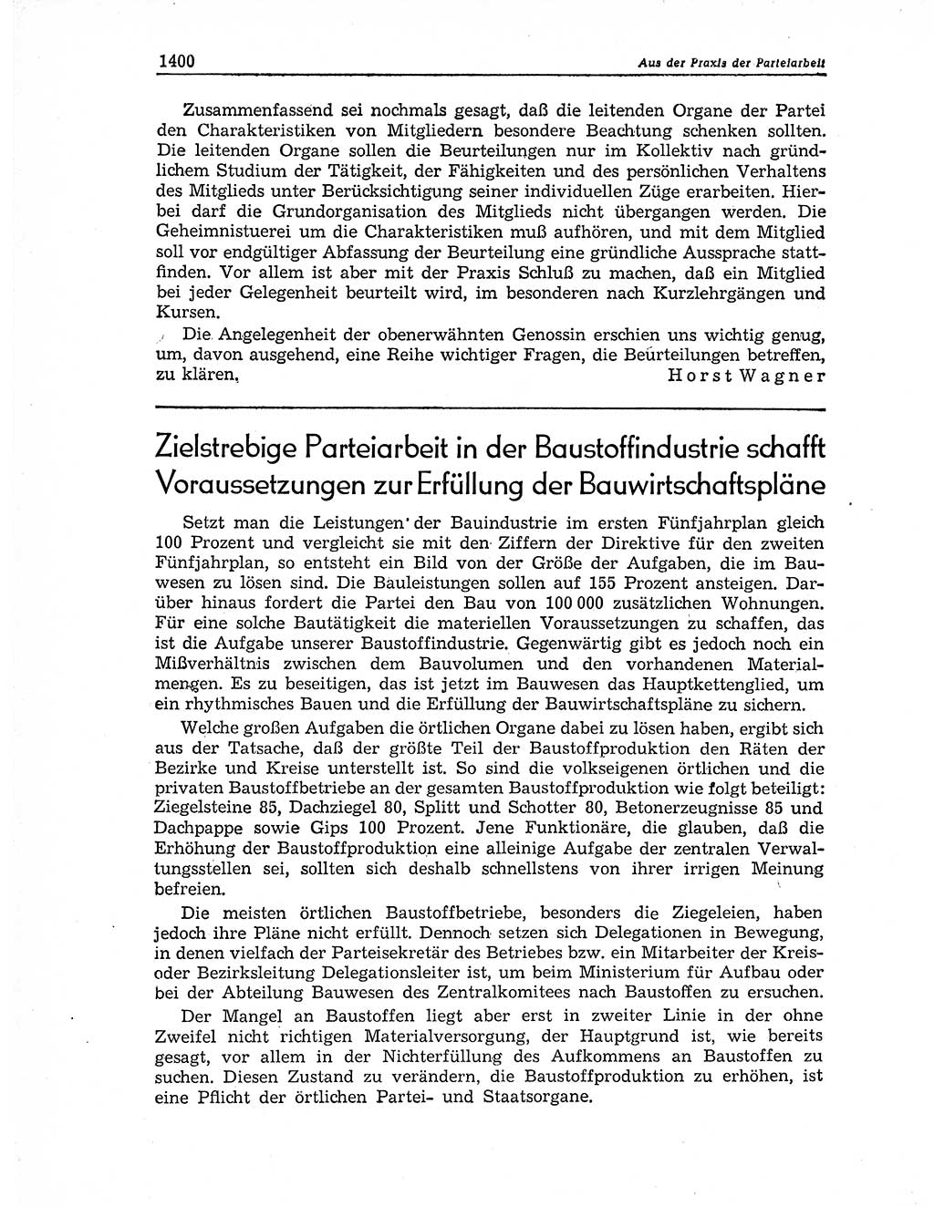 Neuer Weg (NW), Organ des Zentralkomitees (ZK) der SED (Sozialistische Einheitspartei Deutschlands) für Fragen des Parteiaufbaus und des Parteilebens, 11. Jahrgang [Deutsche Demokratische Republik (DDR)] 1956, Seite 1400 (NW ZK SED DDR 1956, S. 1400)