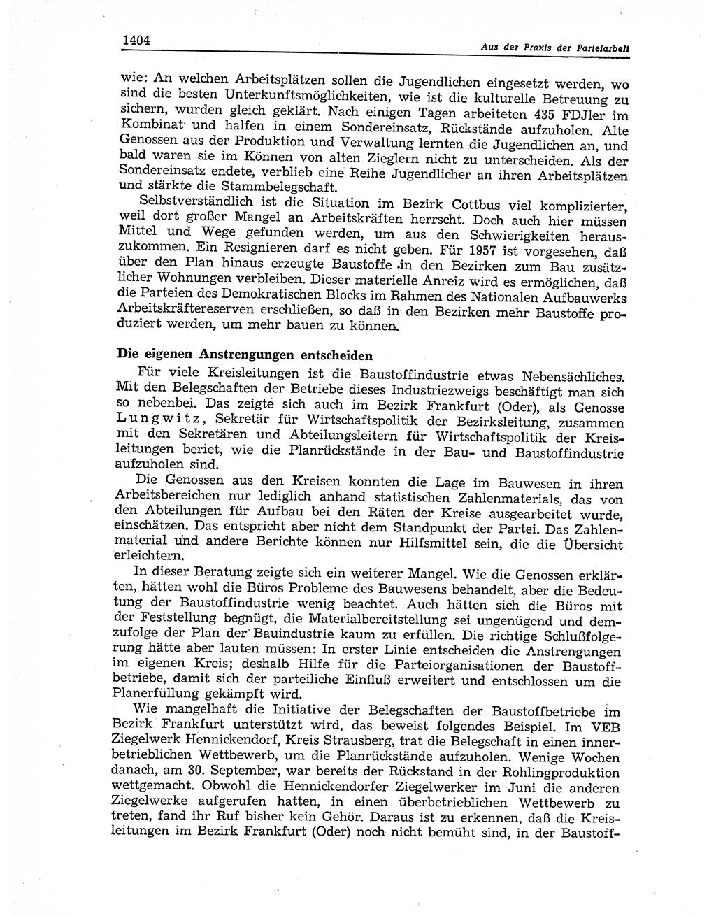 Neuer Weg (NW), Organ des Zentralkomitees (ZK) der SED (Sozialistische Einheitspartei Deutschlands) für Fragen des Parteiaufbaus und des Parteilebens, 11. Jahrgang [Deutsche Demokratische Republik (DDR)] 1956, Seite 1404 (NW ZK SED DDR 1956, S. 1404)