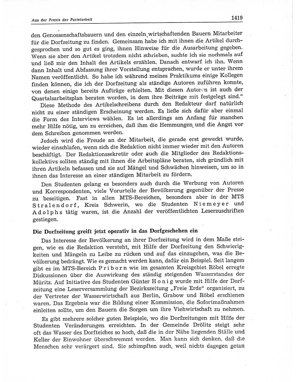 Neuer Weg (NW), Organ des Zentralkomitees (ZK) der SED (Sozialistische Einheitspartei Deutschlands) für Fragen des Parteiaufbaus und des Parteilebens, 11. Jahrgang [Deutsche Demokratische Republik (DDR)] 1956, Seite 1419 (NW ZK SED DDR 1956, S. 1419)