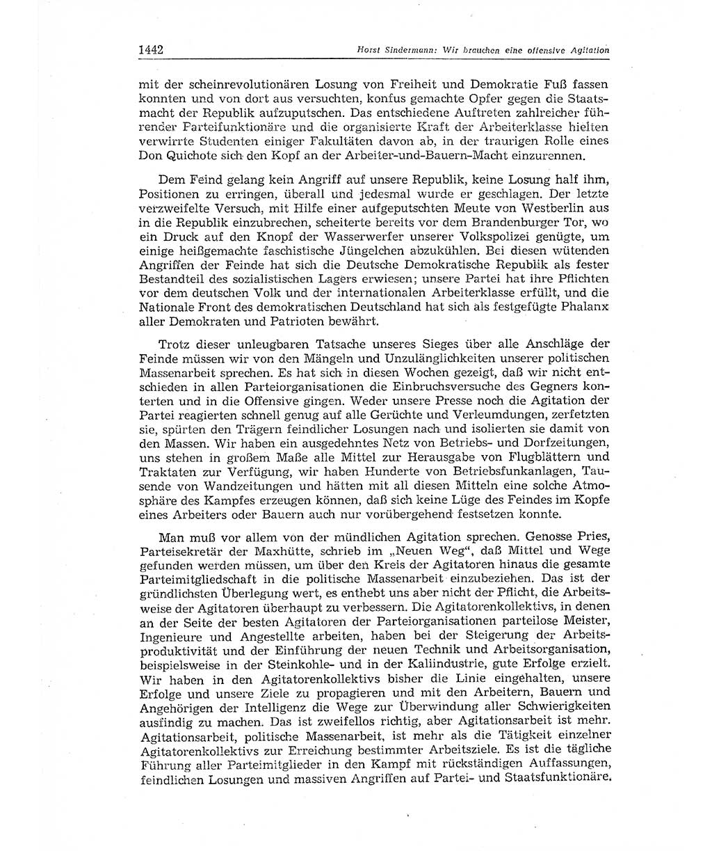 Neuer Weg (NW), Organ des Zentralkomitees (ZK) der SED (Sozialistische Einheitspartei Deutschlands) für Fragen des Parteiaufbaus und des Parteilebens, 11. Jahrgang [Deutsche Demokratische Republik (DDR)] 1956, Seite 1442 (NW ZK SED DDR 1956, S. 1442)