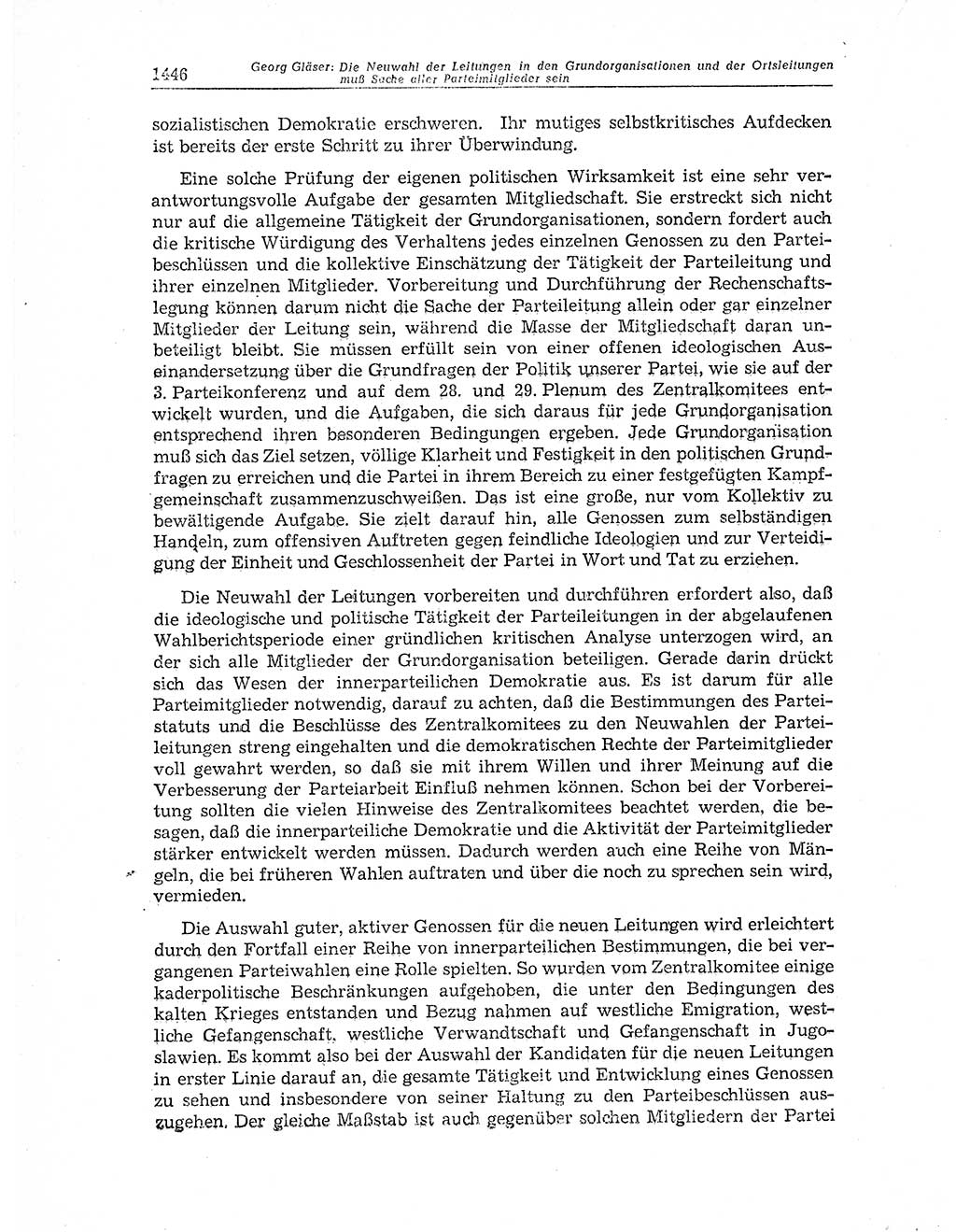 Neuer Weg (NW), Organ des Zentralkomitees (ZK) der SED (Sozialistische Einheitspartei Deutschlands) für Fragen des Parteiaufbaus und des Parteilebens, 11. Jahrgang [Deutsche Demokratische Republik (DDR)] 1956, Seite 1446 (NW ZK SED DDR 1956, S. 1446)