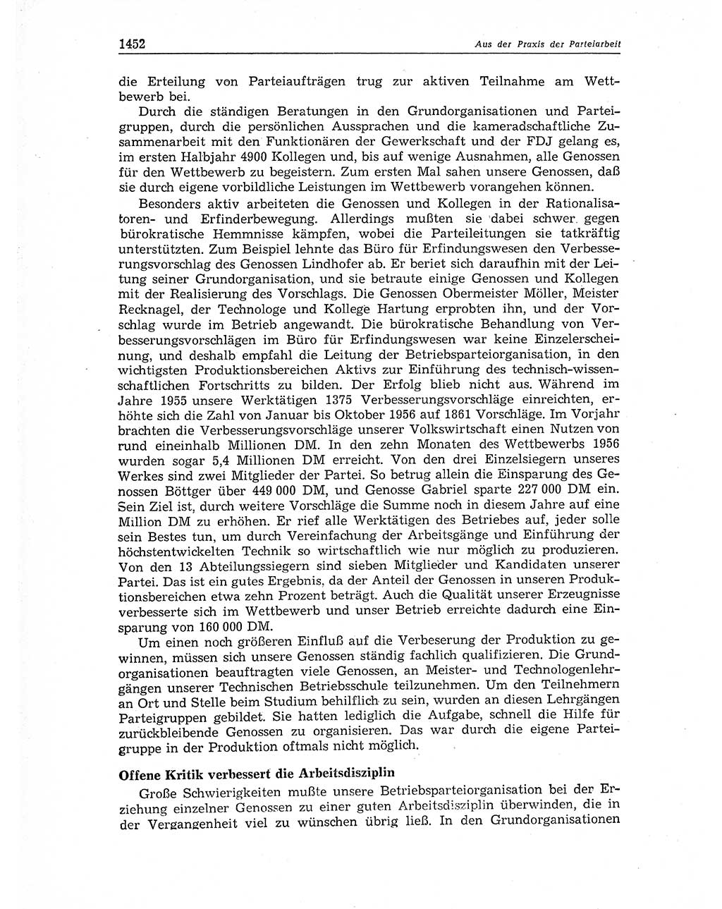 Neuer Weg (NW), Organ des Zentralkomitees (ZK) der SED (Sozialistische Einheitspartei Deutschlands) für Fragen des Parteiaufbaus und des Parteilebens, 11. Jahrgang [Deutsche Demokratische Republik (DDR)] 1956, Seite 1452 (NW ZK SED DDR 1956, S. 1452)
