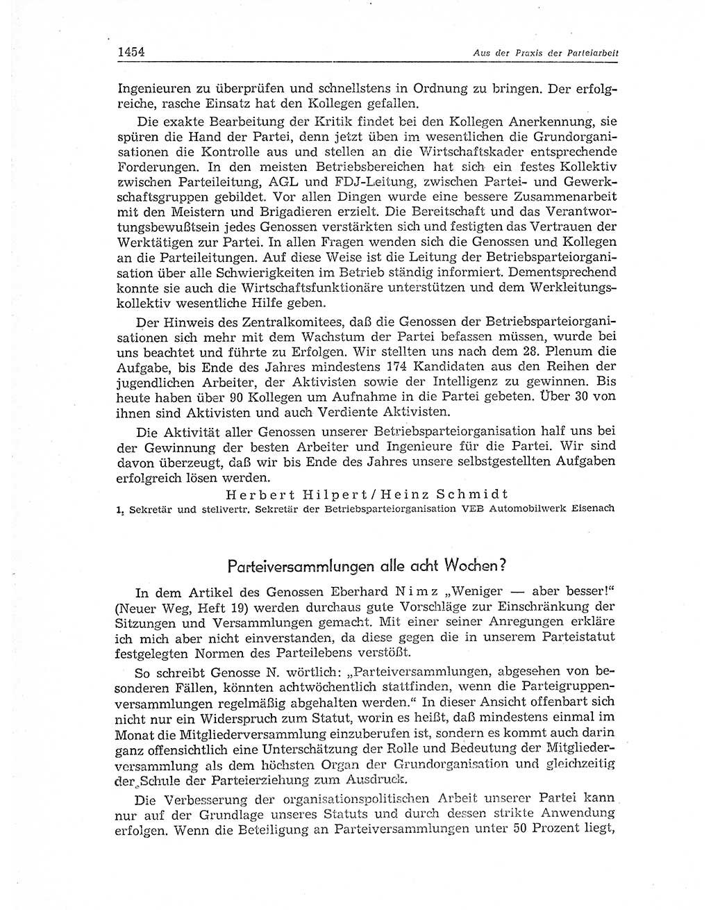 Neuer Weg (NW), Organ des Zentralkomitees (ZK) der SED (Sozialistische Einheitspartei Deutschlands) für Fragen des Parteiaufbaus und des Parteilebens, 11. Jahrgang [Deutsche Demokratische Republik (DDR)] 1956, Seite 1454 (NW ZK SED DDR 1956, S. 1454)