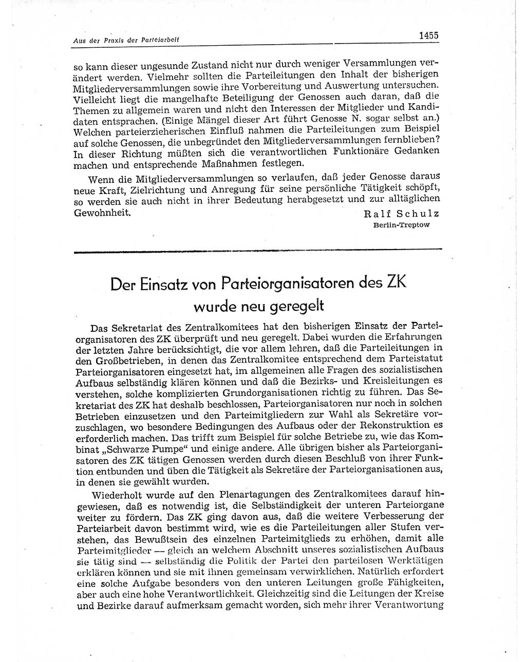 Neuer Weg (NW), Organ des Zentralkomitees (ZK) der SED (Sozialistische Einheitspartei Deutschlands) für Fragen des Parteiaufbaus und des Parteilebens, 11. Jahrgang [Deutsche Demokratische Republik (DDR)] 1956, Seite 1455 (NW ZK SED DDR 1956, S. 1455)