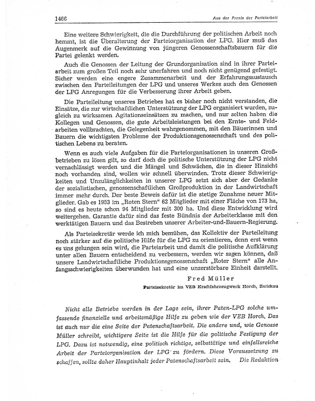 Neuer Weg (NW), Organ des Zentralkomitees (ZK) der SED (Sozialistische Einheitspartei Deutschlands) für Fragen des Parteiaufbaus und des Parteilebens, 11. Jahrgang [Deutsche Demokratische Republik (DDR)] 1956, Seite 1466 (NW ZK SED DDR 1956, S. 1466)