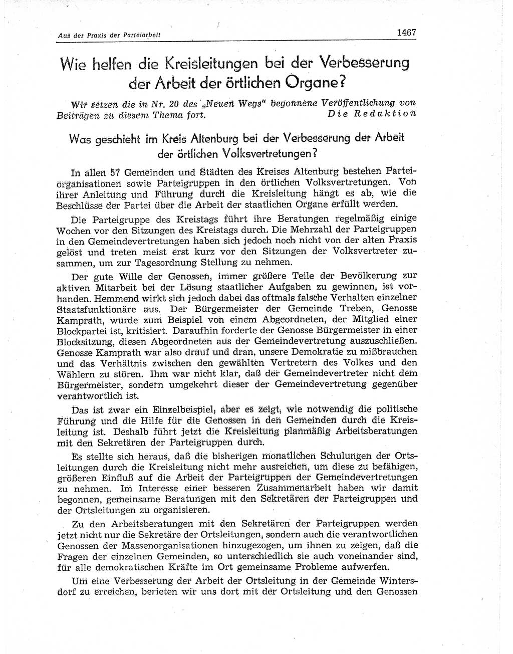 Neuer Weg (NW), Organ des Zentralkomitees (ZK) der SED (Sozialistische Einheitspartei Deutschlands) für Fragen des Parteiaufbaus und des Parteilebens, 11. Jahrgang [Deutsche Demokratische Republik (DDR)] 1956, Seite 1467 (NW ZK SED DDR 1956, S. 1467)