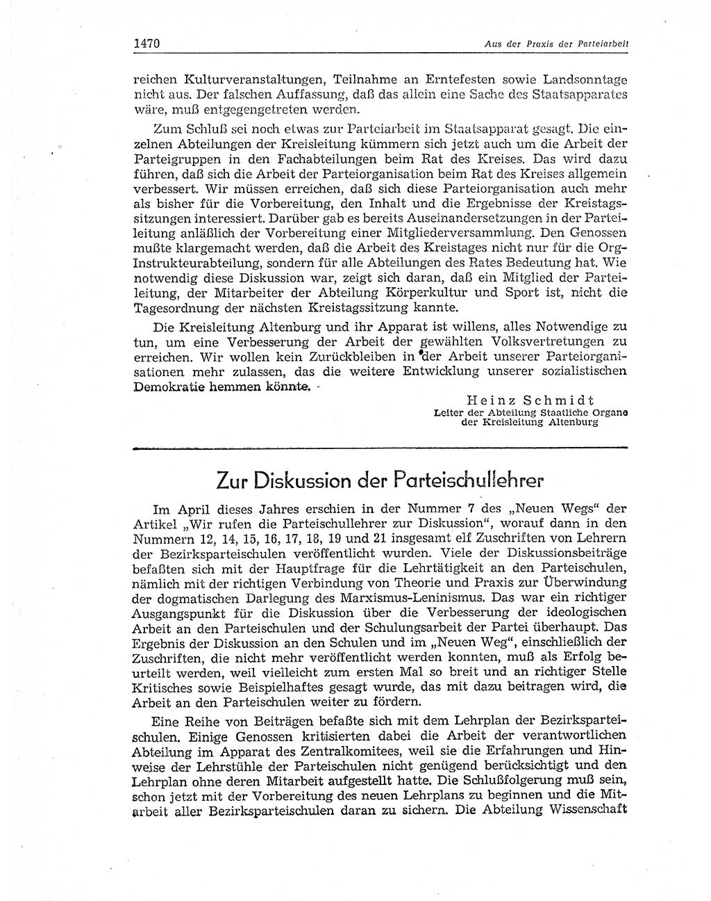 Neuer Weg (NW), Organ des Zentralkomitees (ZK) der SED (Sozialistische Einheitspartei Deutschlands) für Fragen des Parteiaufbaus und des Parteilebens, 11. Jahrgang [Deutsche Demokratische Republik (DDR)] 1956, Seite 1470 (NW ZK SED DDR 1956, S. 1470)