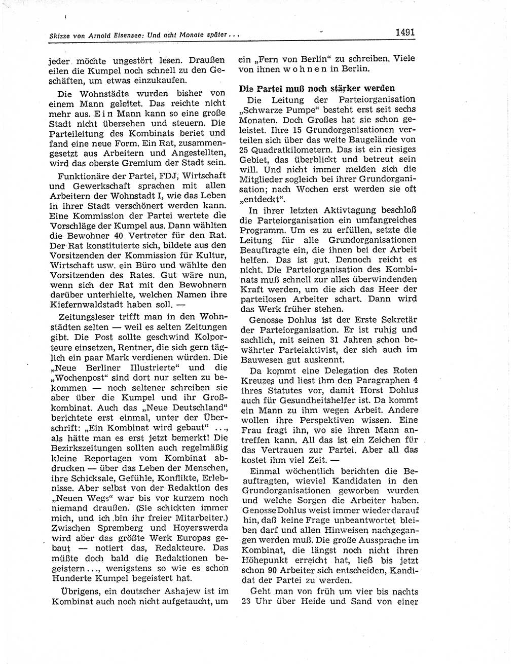 Neuer Weg (NW), Organ des Zentralkomitees (ZK) der SED (Sozialistische Einheitspartei Deutschlands) für Fragen des Parteiaufbaus und des Parteilebens, 11. Jahrgang [Deutsche Demokratische Republik (DDR)] 1956, Seite 1491 (NW ZK SED DDR 1956, S. 1491)
