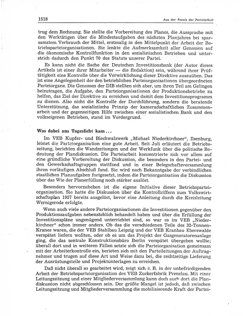 Neuer Weg (NW), Organ des Zentralkomitees (ZK) der SED (Sozialistische Einheitspartei Deutschlands) für Fragen des Parteiaufbaus und des Parteilebens, 11. Jahrgang [Deutsche Demokratische Republik (DDR)] 1956, Seite 1518 (NW ZK SED DDR 1956, S. 1518)