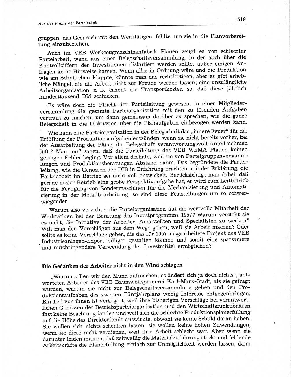 Neuer Weg (NW), Organ des Zentralkomitees (ZK) der SED (Sozialistische Einheitspartei Deutschlands) für Fragen des Parteiaufbaus und des Parteilebens, 11. Jahrgang [Deutsche Demokratische Republik (DDR)] 1956, Seite 1519 (NW ZK SED DDR 1956, S. 1519)
