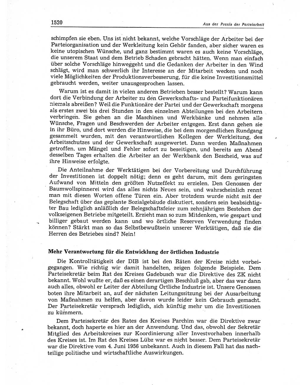 Neuer Weg (NW), Organ des Zentralkomitees (ZK) der SED (Sozialistische Einheitspartei Deutschlands) für Fragen des Parteiaufbaus und des Parteilebens, 11. Jahrgang [Deutsche Demokratische Republik (DDR)] 1956, Seite 1520 (NW ZK SED DDR 1956, S. 1520)