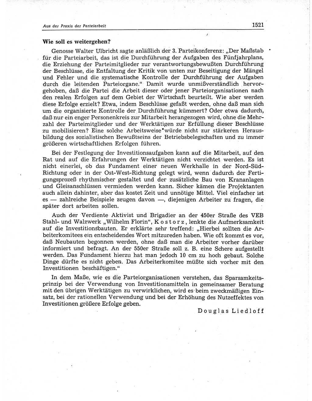Neuer Weg (NW), Organ des Zentralkomitees (ZK) der SED (Sozialistische Einheitspartei Deutschlands) für Fragen des Parteiaufbaus und des Parteilebens, 11. Jahrgang [Deutsche Demokratische Republik (DDR)] 1956, Seite 1521 (NW ZK SED DDR 1956, S. 1521)