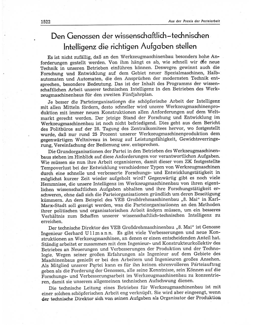 Neuer Weg (NW), Organ des Zentralkomitees (ZK) der SED (Sozialistische Einheitspartei Deutschlands) für Fragen des Parteiaufbaus und des Parteilebens, 11. Jahrgang [Deutsche Demokratische Republik (DDR)] 1956, Seite 1522 (NW ZK SED DDR 1956, S. 1522)