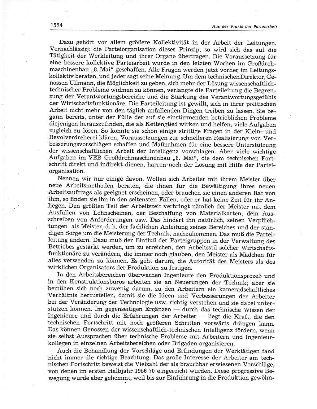 Neuer Weg (NW), Organ des Zentralkomitees (ZK) der SED (Sozialistische Einheitspartei Deutschlands) für Fragen des Parteiaufbaus und des Parteilebens, 11. Jahrgang [Deutsche Demokratische Republik (DDR)] 1956, Seite 1524 (NW ZK SED DDR 1956, S. 1524)