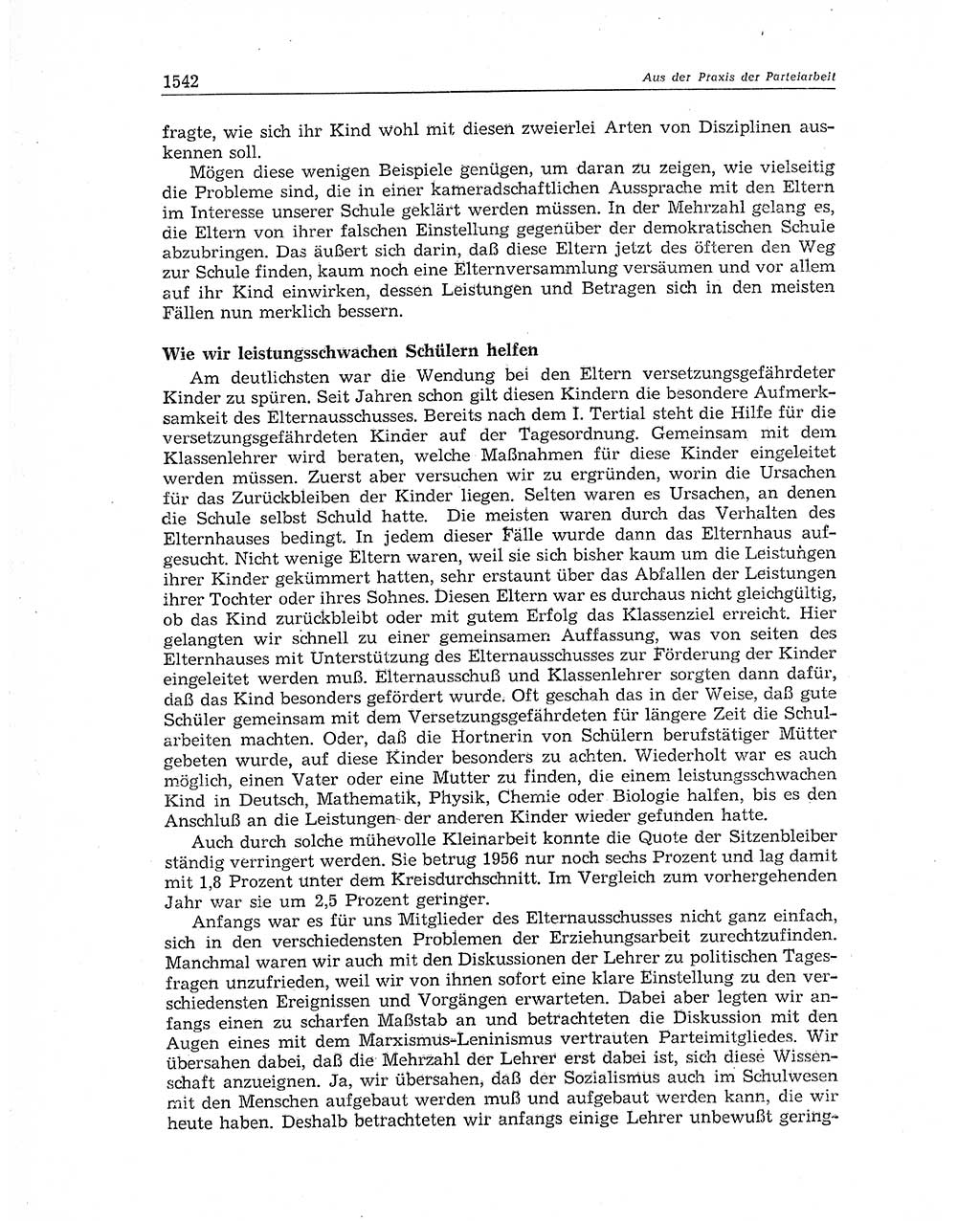 Neuer Weg (NW), Organ des Zentralkomitees (ZK) der SED (Sozialistische Einheitspartei Deutschlands) für Fragen des Parteiaufbaus und des Parteilebens, 11. Jahrgang [Deutsche Demokratische Republik (DDR)] 1956, Seite 1542 (NW ZK SED DDR 1956, S. 1542)