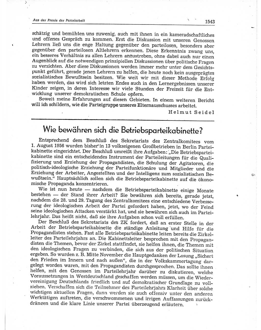 Neuer Weg (NW), Organ des Zentralkomitees (ZK) der SED (Sozialistische Einheitspartei Deutschlands) für Fragen des Parteiaufbaus und des Parteilebens, 11. Jahrgang [Deutsche Demokratische Republik (DDR)] 1956, Seite 1543 (NW ZK SED DDR 1956, S. 1543)