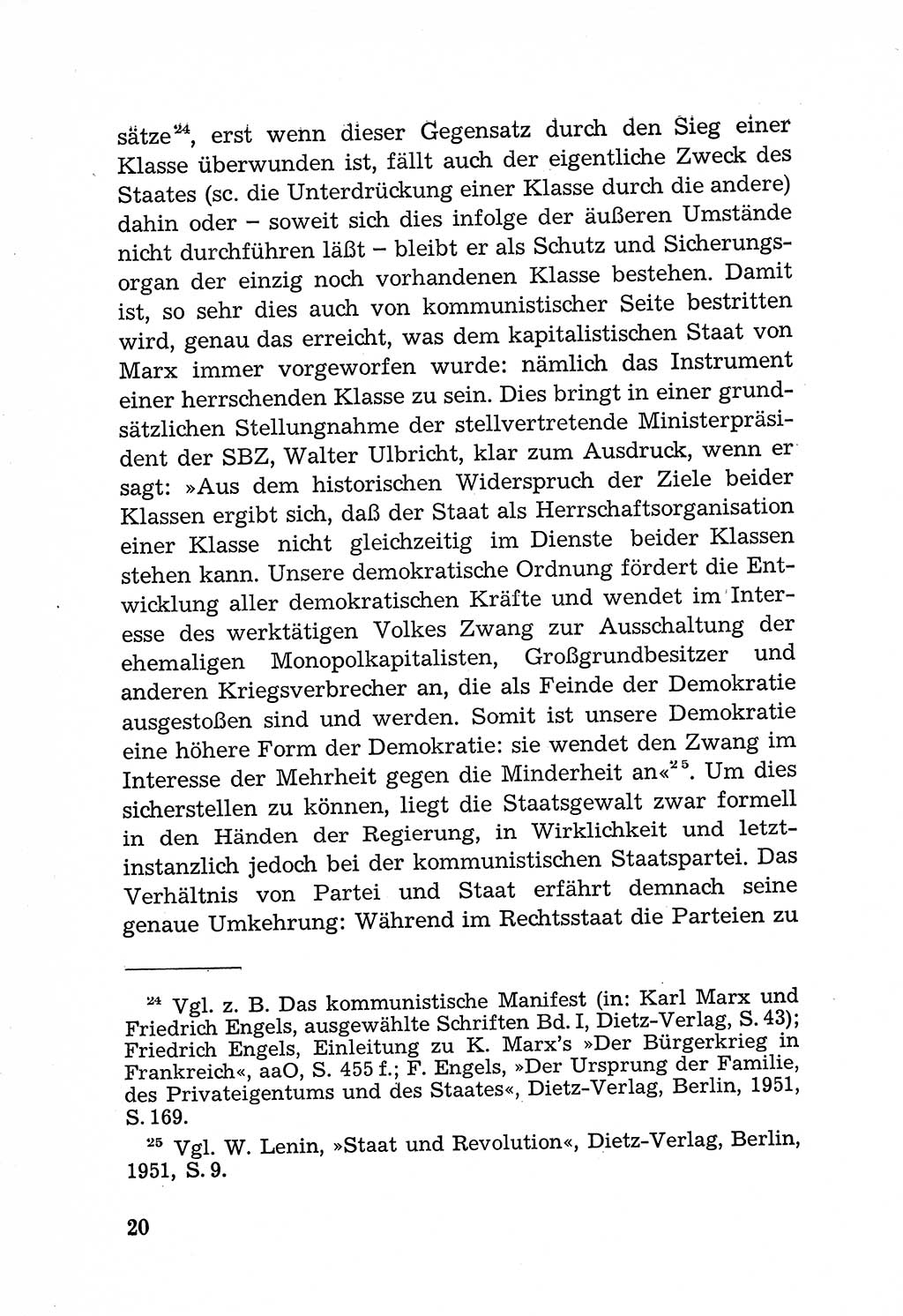 Rechtsstaat in zweierlei Hinsicht, Untersuchungsausschuß freiheitlicher Juristen (UfJ) [Bundesrepublik Deutschland (BRD)] 1956, Seite 20 (R.-St. UfJ BRD 1956, S. 20)