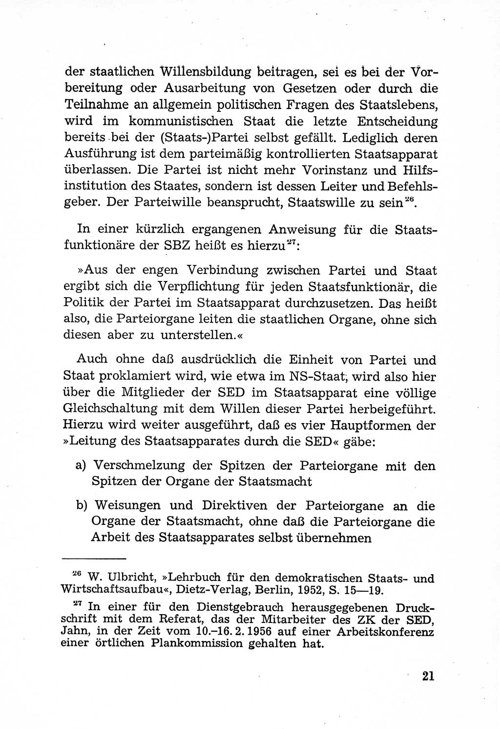 Rechtsstaat in zweierlei Hinsicht, Untersuchungsausschuß freiheitlicher Juristen (UfJ) [Bundesrepublik Deutschland (BRD)] 1956, Seite 21 (R.-St. UfJ BRD 1956, S. 21)
