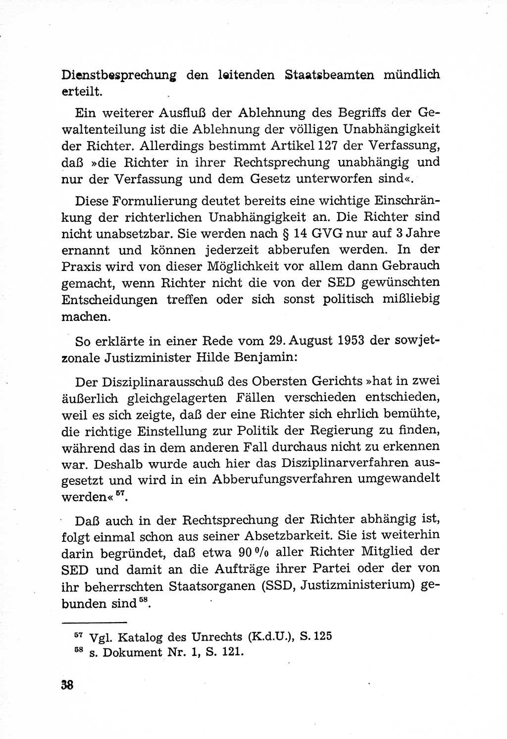 Rechtsstaat in zweierlei Hinsicht, Untersuchungsausschuß freiheitlicher Juristen (UfJ) [Bundesrepublik Deutschland (BRD)] 1956, Seite 38 (R.-St. UfJ BRD 1956, S. 38)