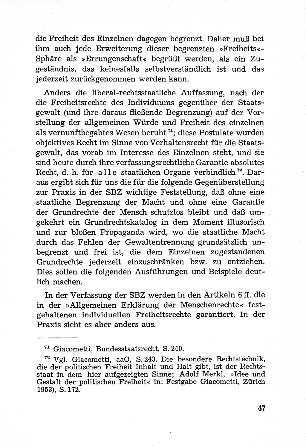 Rechtsstaat in zweierlei Hinsicht, Untersuchungsausschuß freiheitlicher Juristen (UfJ) [Bundesrepublik Deutschland (BRD)] 1956, Seite 47 (R.-St. UfJ BRD 1956, S. 47)