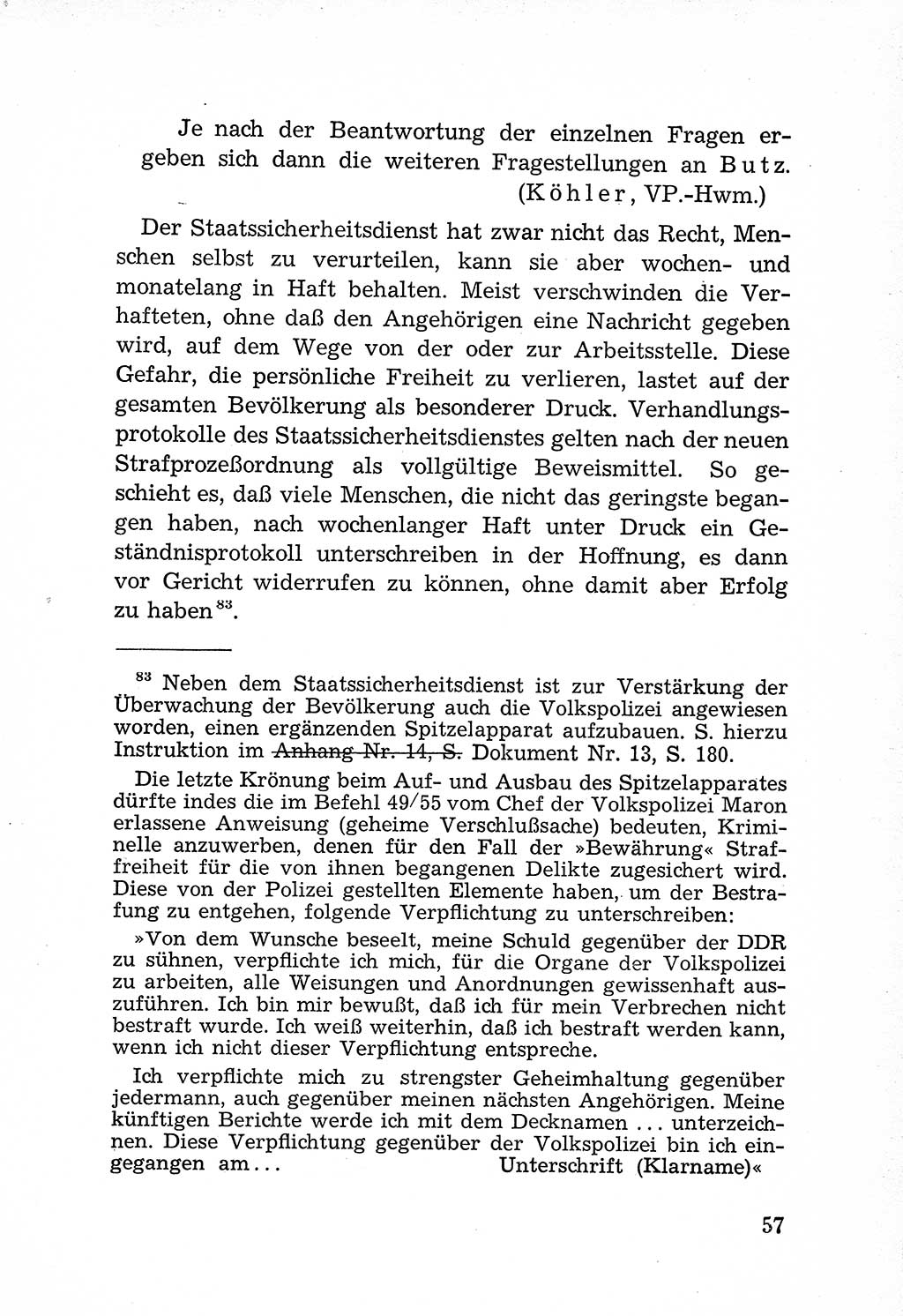 Rechtsstaat in zweierlei Hinsicht, Untersuchungsausschuß freiheitlicher Juristen (UfJ) [Bundesrepublik Deutschland (BRD)] 1956, Seite 57 (R.-St. UfJ BRD 1956, S. 57)