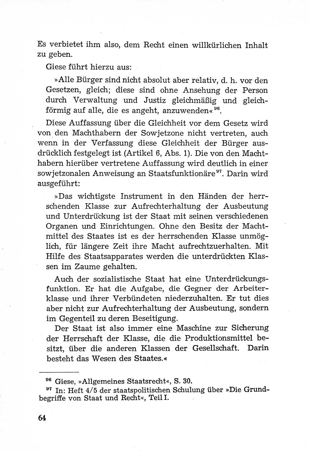 Rechtsstaat in zweierlei Hinsicht, Untersuchungsausschuß freiheitlicher Juristen (UfJ) [Bundesrepublik Deutschland (BRD)] 1956, Seite 64 (R.-St. UfJ BRD 1956, S. 64)